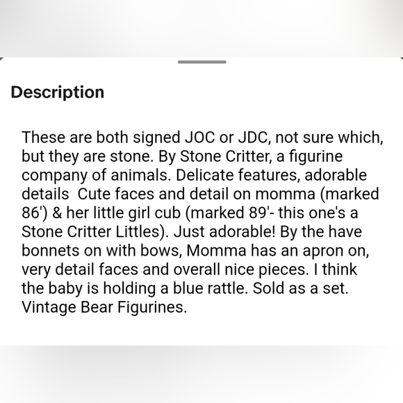 Stone Critters Bears in Bonnets - Picture 9 of 9